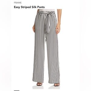 FRAME Striped Wide Leg Silk Pants